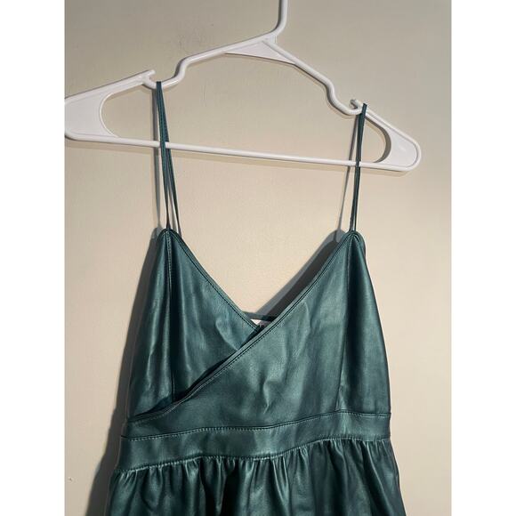 Zara Knit Green Faux Leather Midi Dress Size Small‎ - Picture 4 of 12